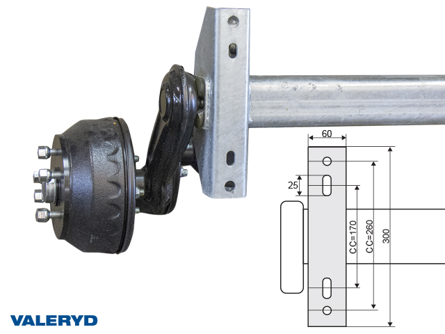 Axel Knott 1500kg 200x50/1300/1750/5x112 - inkl. frakt