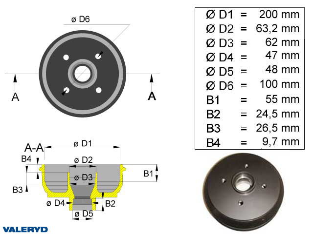 Bromstrumma 200x50 4x100 Peitz/BPW S2005-5 mm-lager