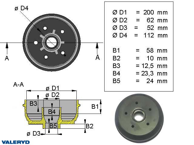 Bromstrumma 200x50 5x112 Knott/Nieper mm-lager