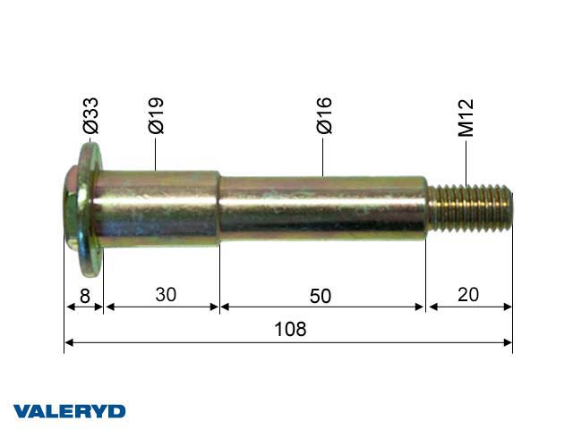 Lagerbult M12 till handbromsspak Al-Ko