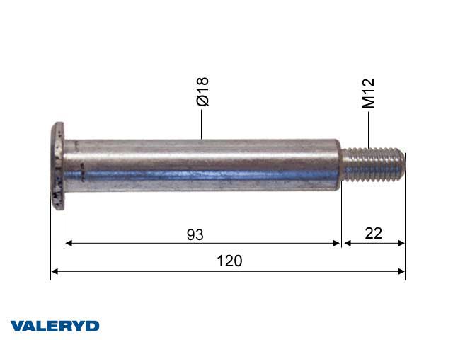 Lagerbult M12 till handbromsspak Knott 7,5/13/17/20, utf. KH/HF