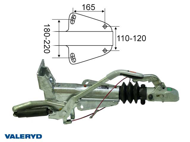 Påskjutsbroms Knott KF27-A1, utf. GF, 1.600-2.700 kg, med konsoll för stödhjul
