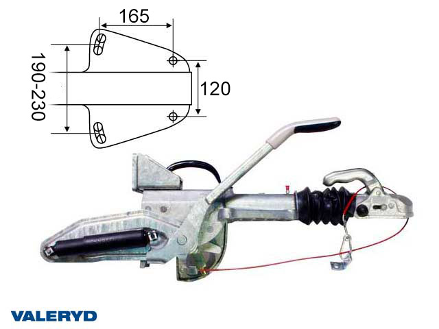 Påskjutsbroms Knott KFG30-A, utf. GF,1 600-3 000 kg, med konsoll för stödhjul