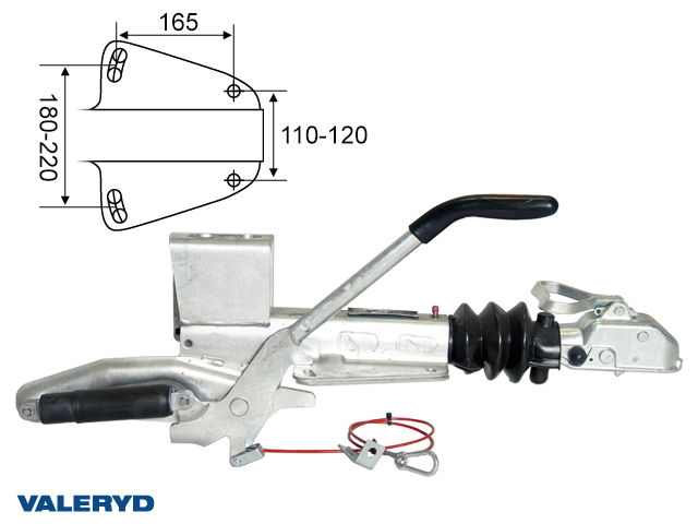 Påskjutsbroms Knott KF20-A, utf. GF 1100-2000kg, med konsoll för stödhjul och gjutkulkoppling