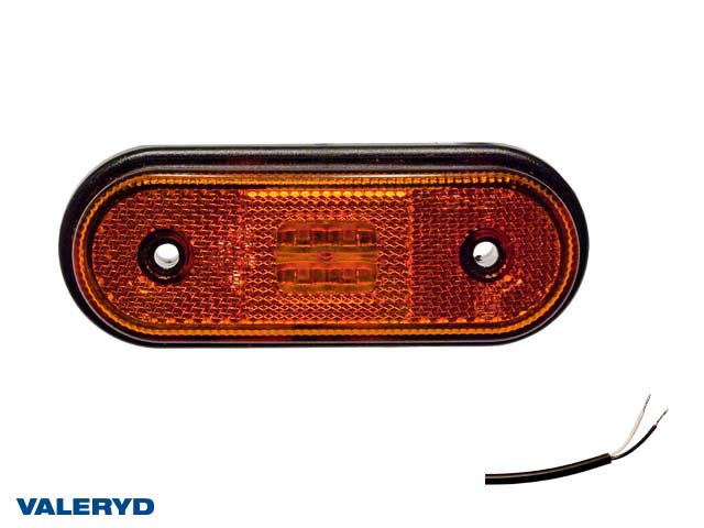 LED Sidomarkeringslykta Valeryd 120x46x18 gul 12-30V med reflex inkl. 450 mm kabel