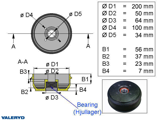 Bromstrumma 200x50 4x100 Passar till Knott/Schlegl Kompaktlager