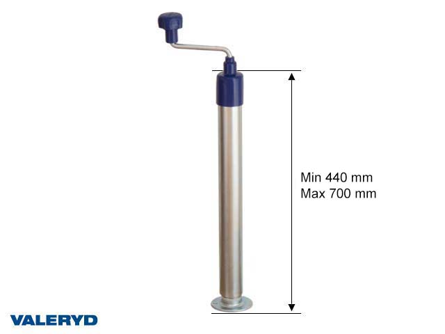 Stödfot Ø48mm. 440mm med fotplatta och vev